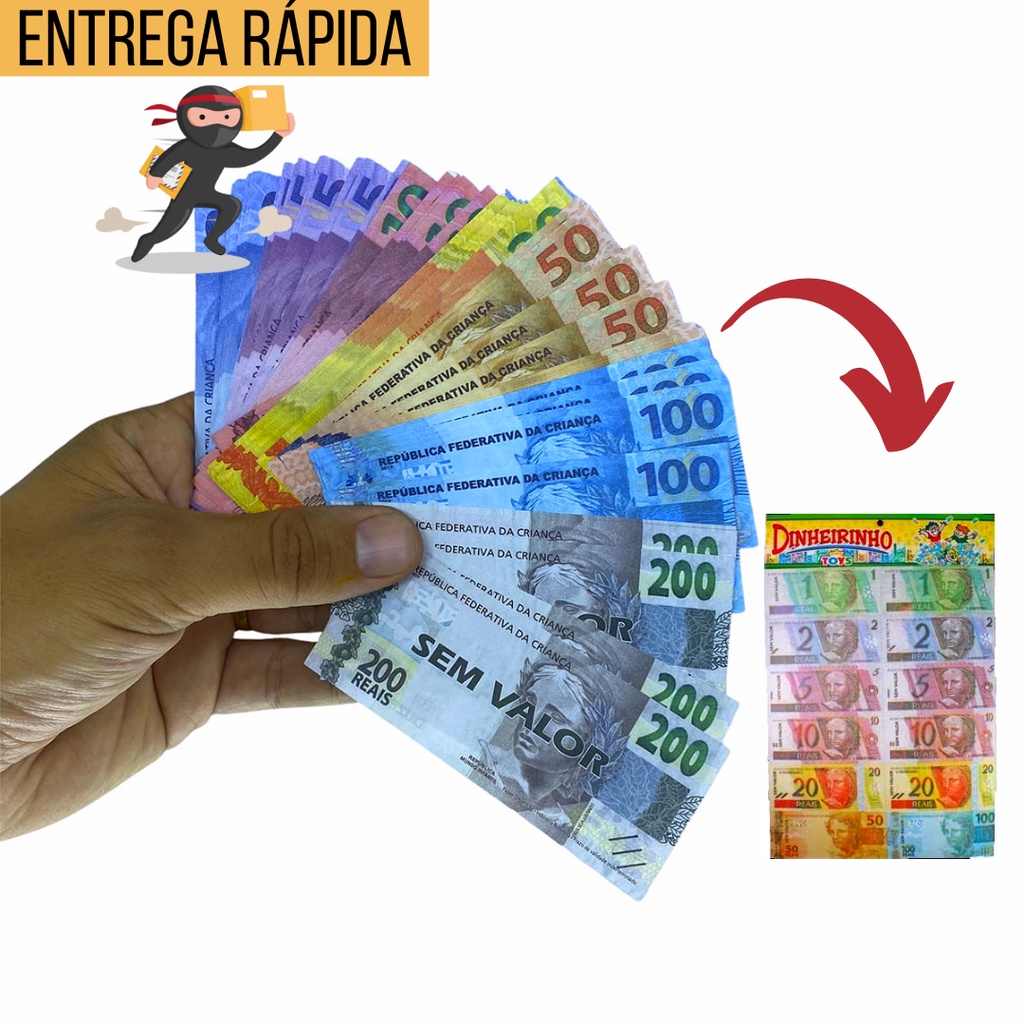 Dinheirinho Infantil De Papel 48 Unidades, Mini Dinheiro, Brinquedo ...