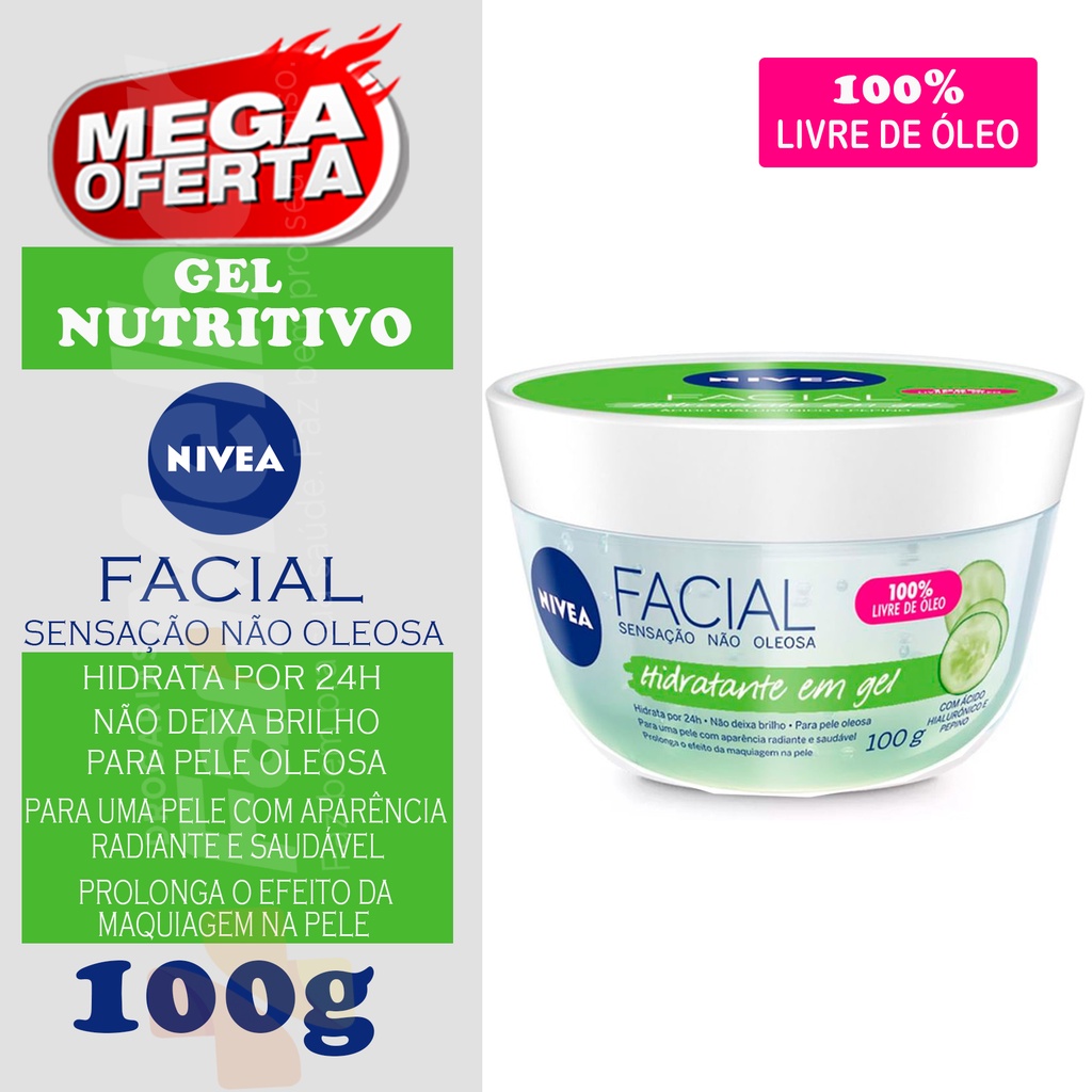 Creme Nivea Hidratante Facial em Gel Com Pepino e Ácido Hialurônico