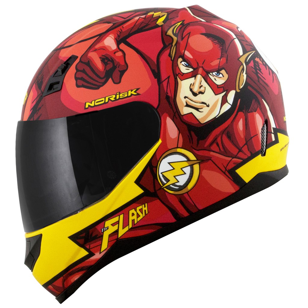 Capacete Moto Norisk Ff391 Flach Hero Super Heroi Vermlho Fosco Shopee Brasil