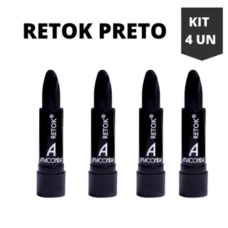 Kit 4 Un Batom Para Retocar Cabelo Branco Retok Color Stick Anaconda Preto Corrige Os Fios Brancos
