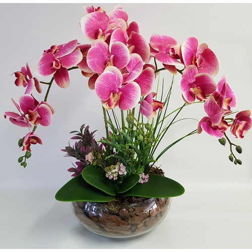 Arranjo Completo Grande Com Vaso De Vidro Orquídeas Lindas | Shopee Brasil