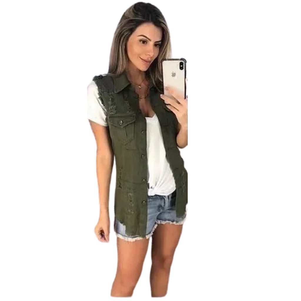 colete jeans feminino barato