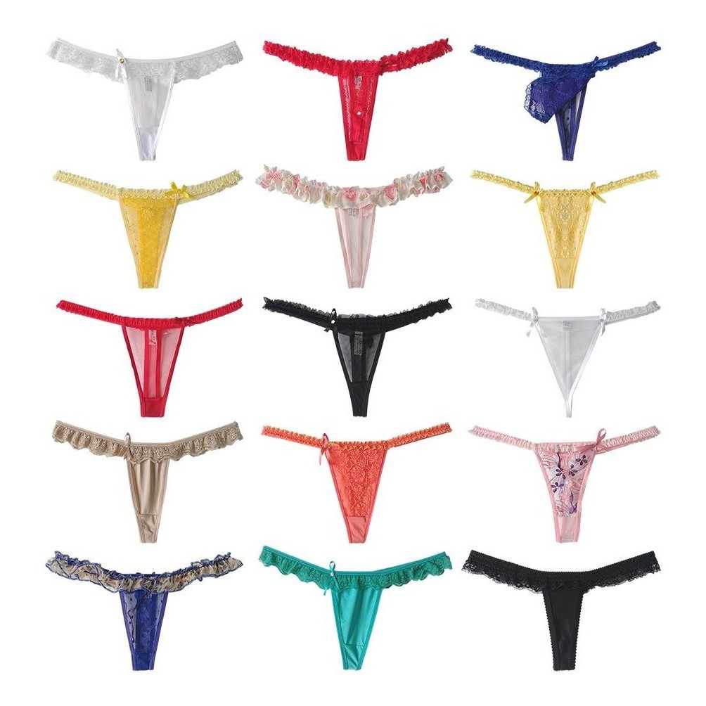 Calcinha Fio Dental Erótica Transparente Sexy Rendada Dois Fios Tanga