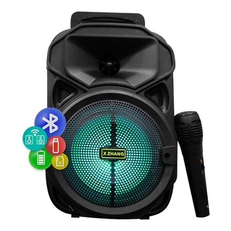 Caixa Karaoke Microfone Bluetooth Usb Pen Drive Fm Portatil