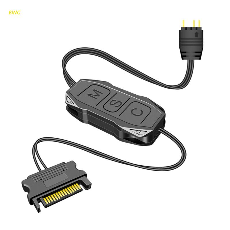 BING ARGB Controlador 5V 3-pin Para Fonte De Alimentação SATA Mini RGB 3PIN Hub Computador Desktop Ventilador LED De Luz Do Radiador