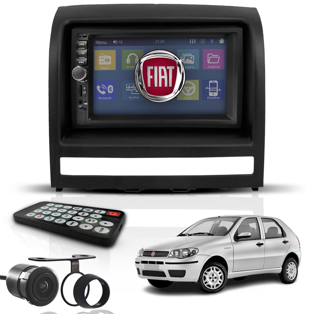 Kit Central Multimídia Mp5 2 Din Bt Espelha Dvd Fiat Palio em Oferta na Shopee