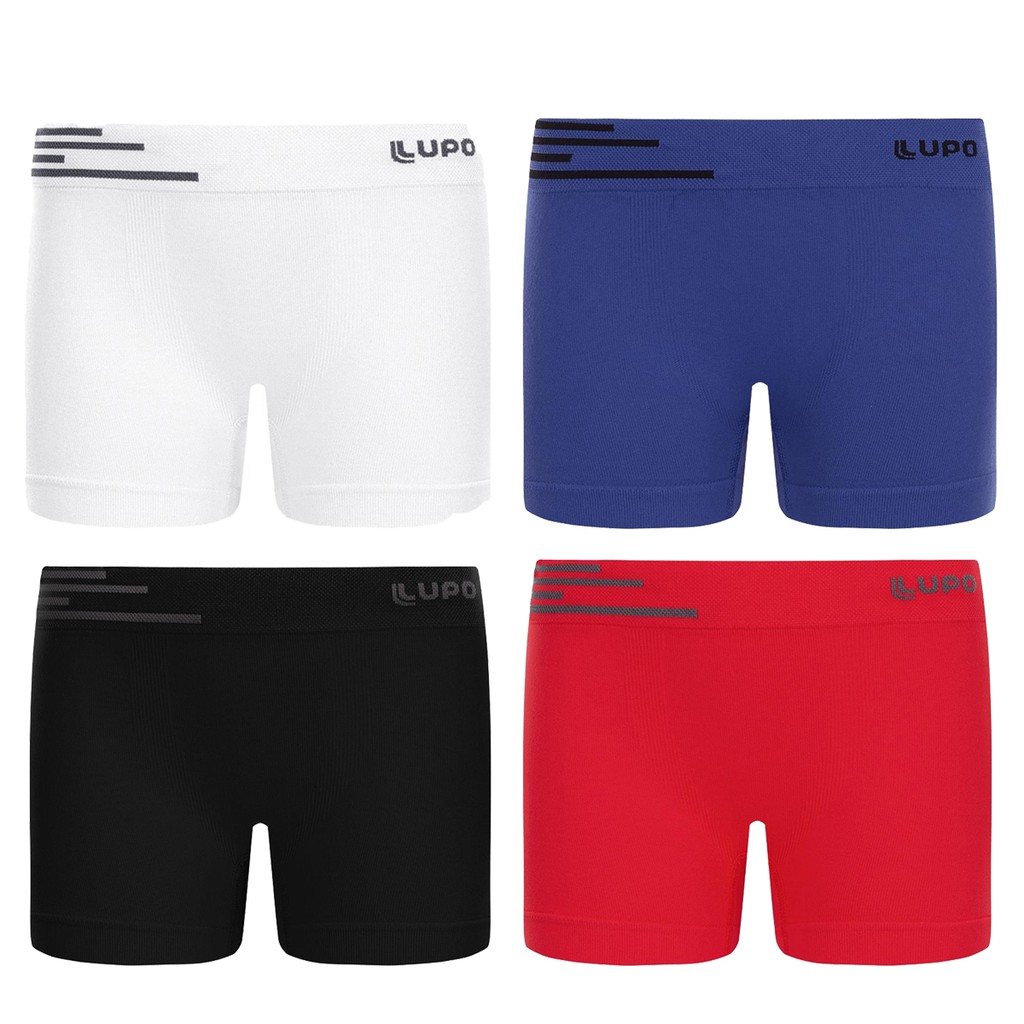 Cueca Lupo Boxer Box Infantil Criança Sem Costura Nao Marca Tecido Antimicrobial Poliamida Lisa Masculino