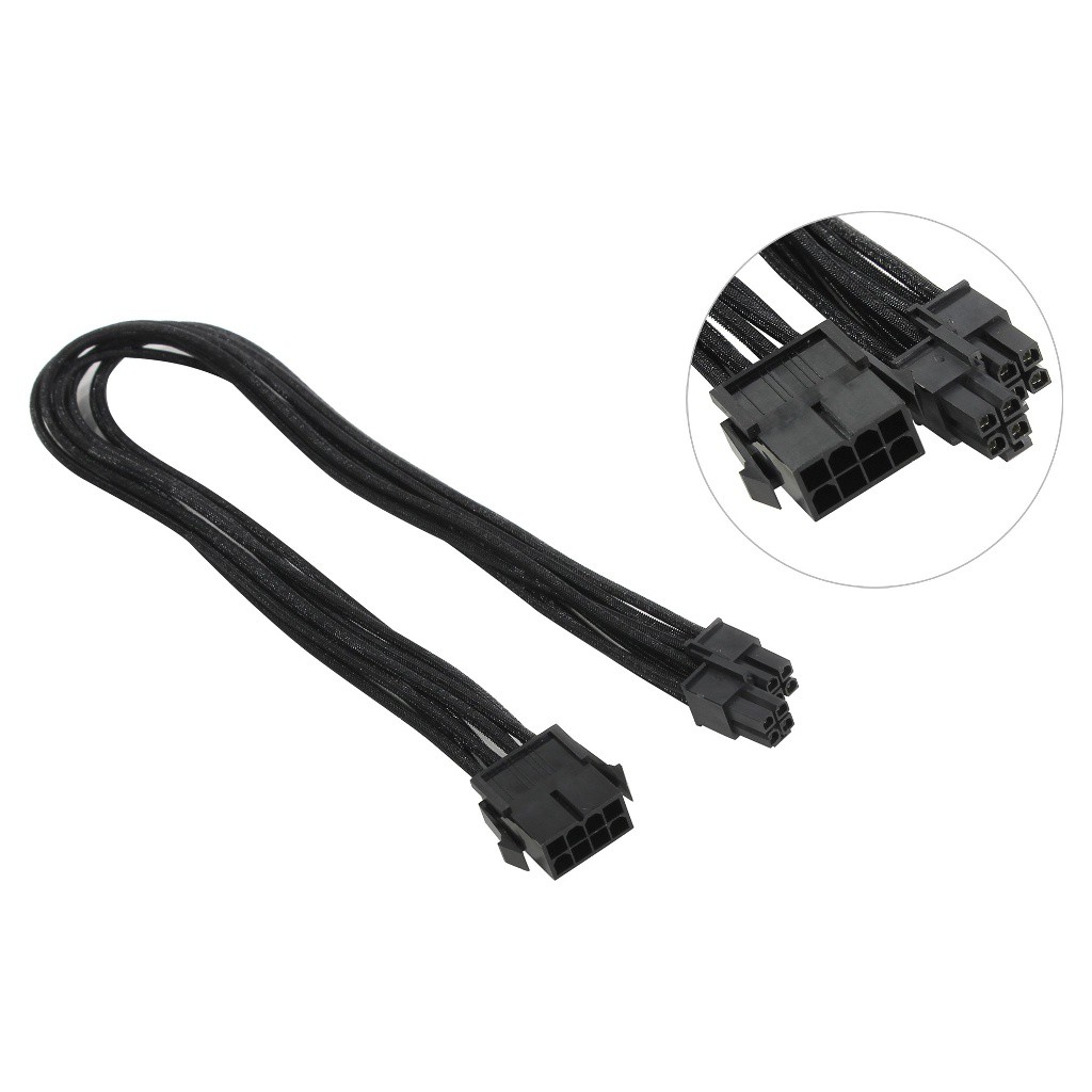Adaptador Extensor para Força do PCI-Express 8 Pinos. Flexa V8. Tamanho: 40 centímetros de extensão cabo de alimentação. Conectores: 1 x Fêmea 8 Pinos (não desmontável) + 1 x Macho 8 Pinos (desmontável em 2 plugs, 1 de 6 pinos + 1 de 2 Pinos).AK-CBPW09-40