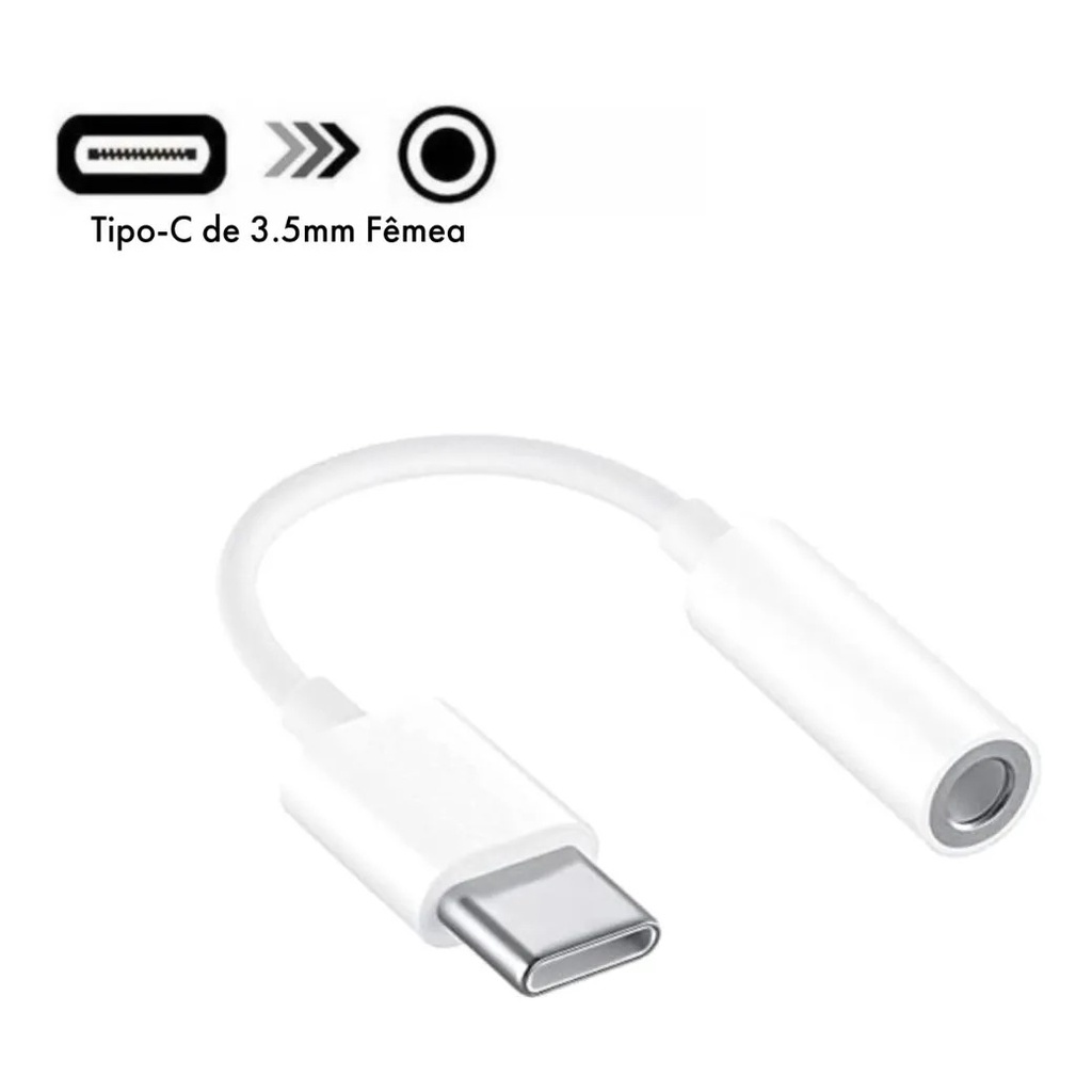 Cabo Adaptador Tipo C Usb-c Para Fone Ouvido P2 P3 3.5mm
