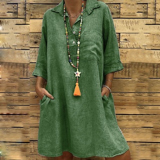 Mini Vestido 2022 Linha A Folgado Casual Com Cor Lisa E Gola Alta Para Baixo Mulheres Plus Size 5xg