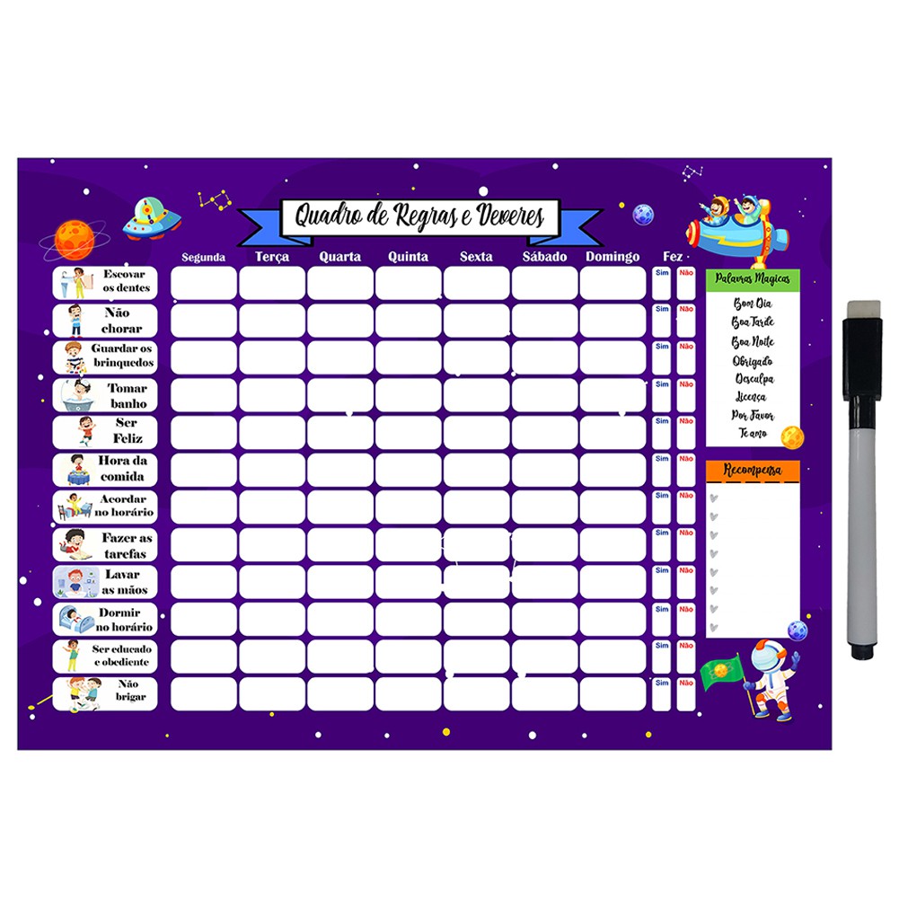 Quadro do Incentivo de Metal Semanal 20x26cm + Caneta