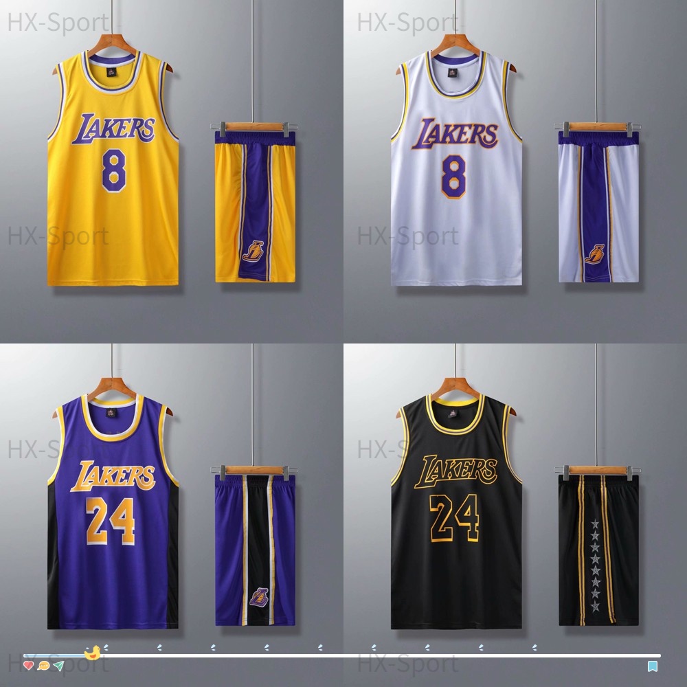 (Estoque) Conjunto De Roupas Masculinas De Basquete NBA Los Angeles Lakers Kobe City Version