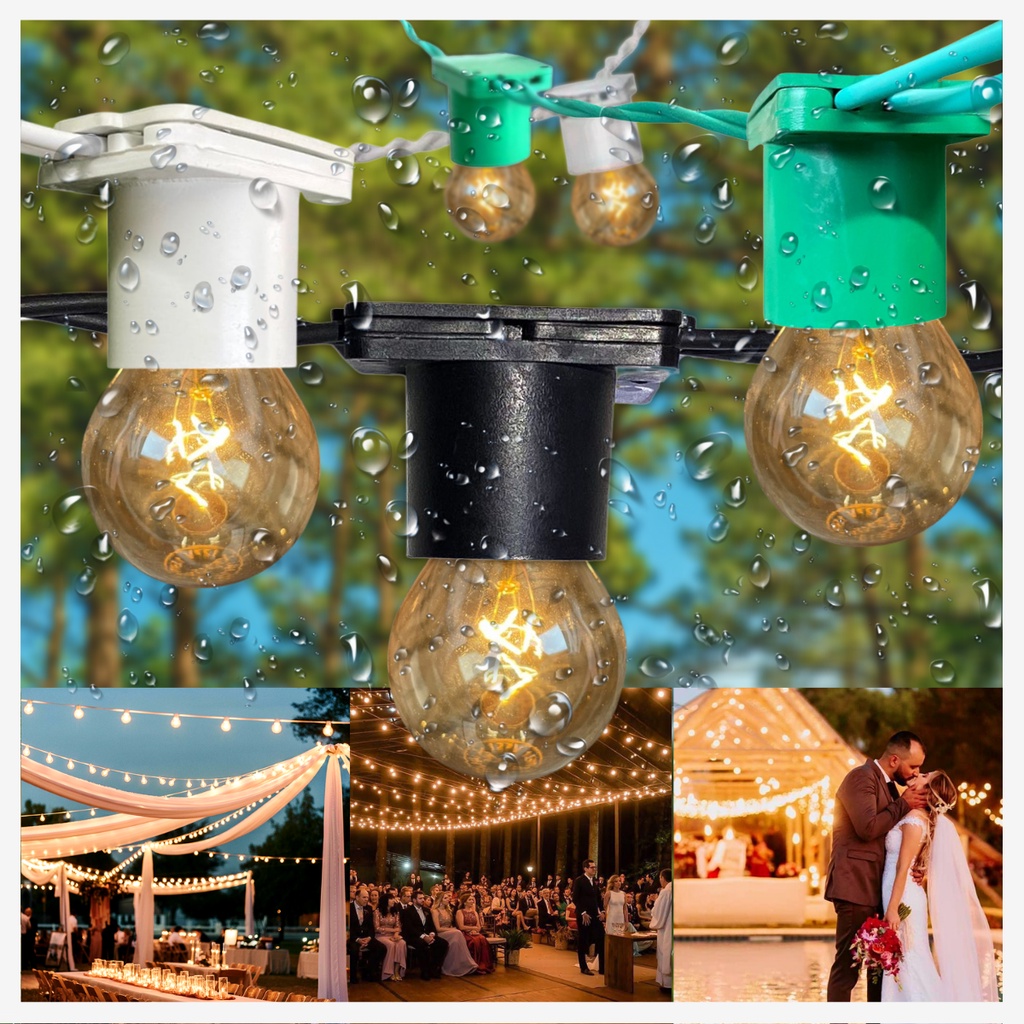 Varal de Luzes Externo 25m Lampada 15w Clara Cordão de Iluminação Festão Gambiarra para Jardim