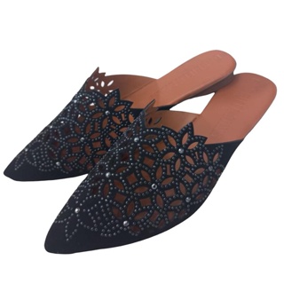 Mule Rasteirinha Feminino Elegante Lançamento Rotifix Flor Sapato Bico Fino Ref.08 em Oferta na Shopee