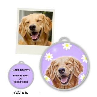 Plaquinha Tag Pingente de Identificação Pet Personalizada com Nome e Telefone Foto para Cachorro Gato
