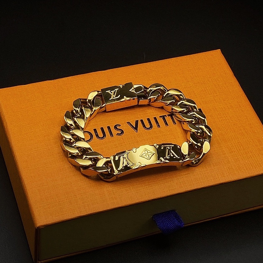 Louis Vuitton LV pulseira（20cm）corrente de grossa cubana 18K