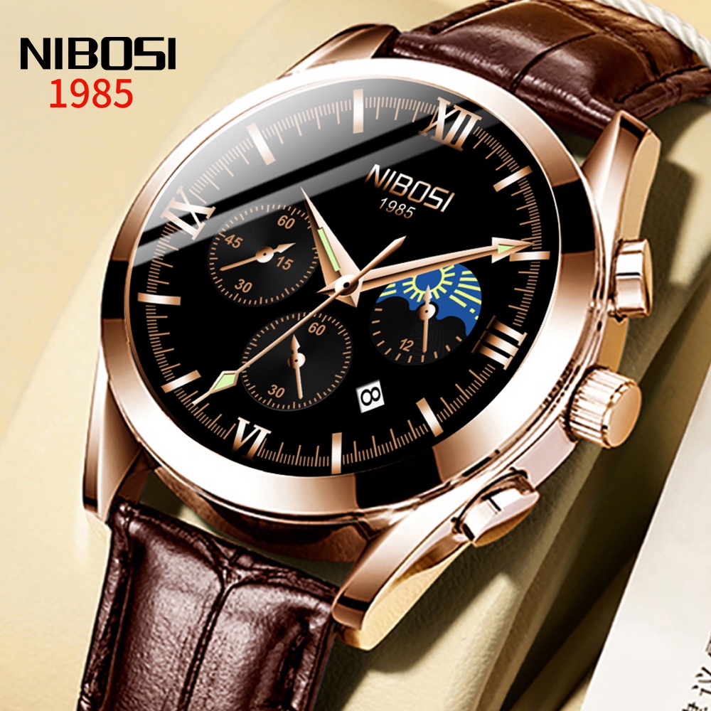 NIBOSI 2515 Relógio Esportivo Digital Analógico De Marca Luxuosa Masculino. Relógio Militar De Couro De Quartzo Masculino - Watches