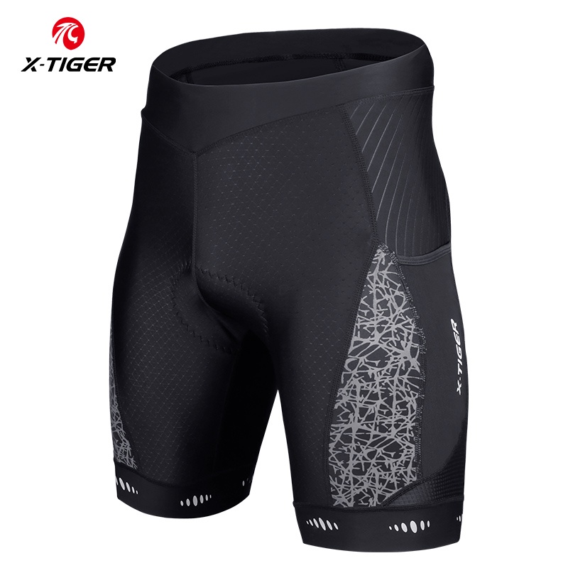 Culotte De Cyclisme X-Tiger Homme - Noire, Avec Poche Postérieure Et Bandes Réfléchissantes - Tissu Gel 5D - Neuf étiqueté