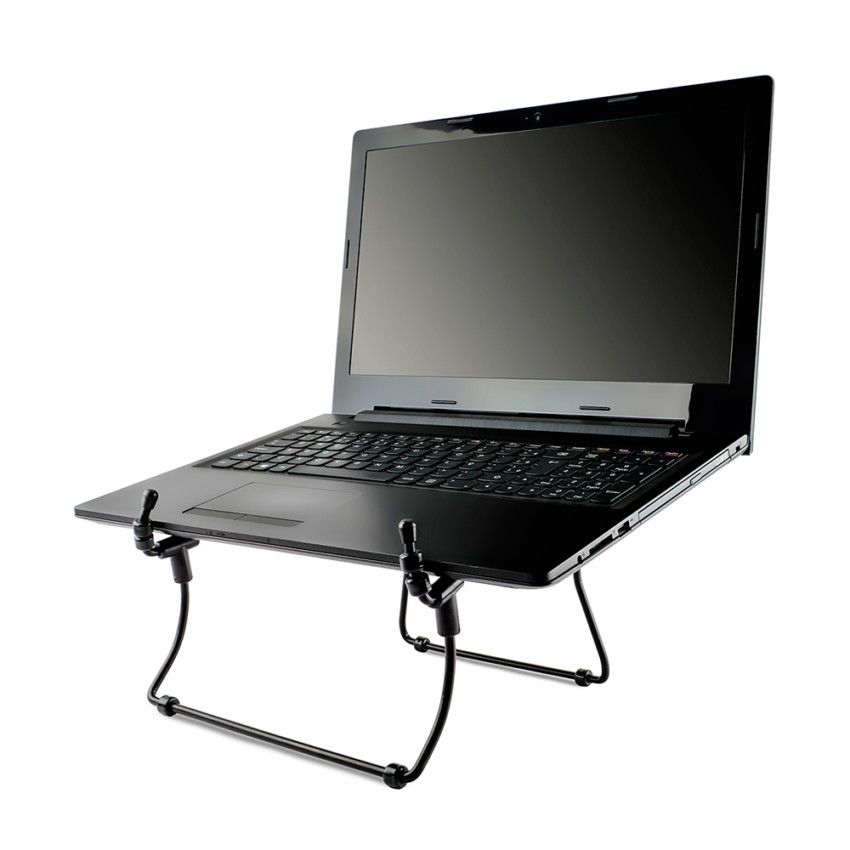 Suporte Base para notebook com altura e inclinação regulável melhora a posição da tela e ventilação em aço preto leve versátil portátil atende NR17 Reliza