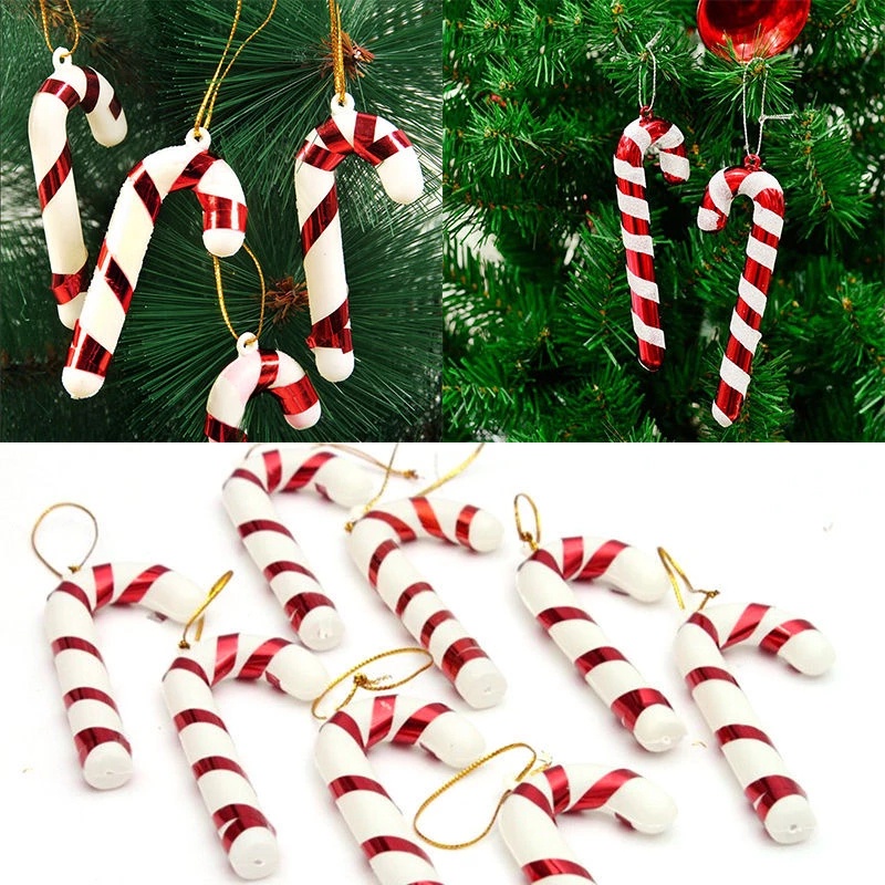 6pcs/pack Candy Christmas Cane Candy Color Cane Christmas Tree Decoration Pendant