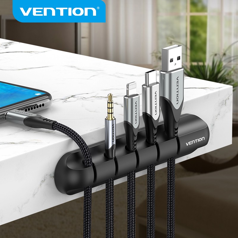 Vention Cable Organizer Silicone Cable Clips Cable Management Cable Winder Desktop Tidy Manager