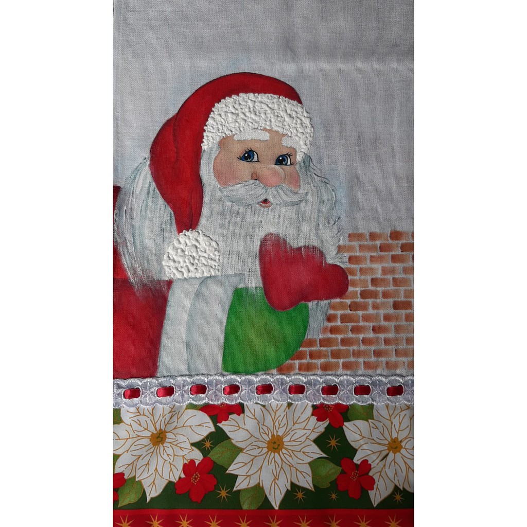 Pano de Prato pintado a mão Papai Noel Natal | Shopee Brasil