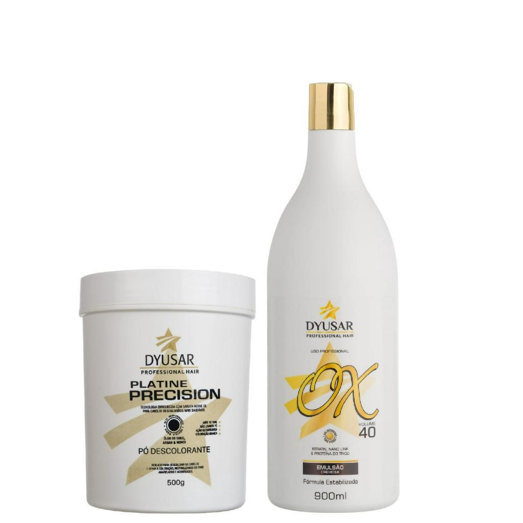 kit Pó Descolorante Platinado Profissional Platine P. Blue + OX 40 Volumes DYUSAR em Oferta na Shopee