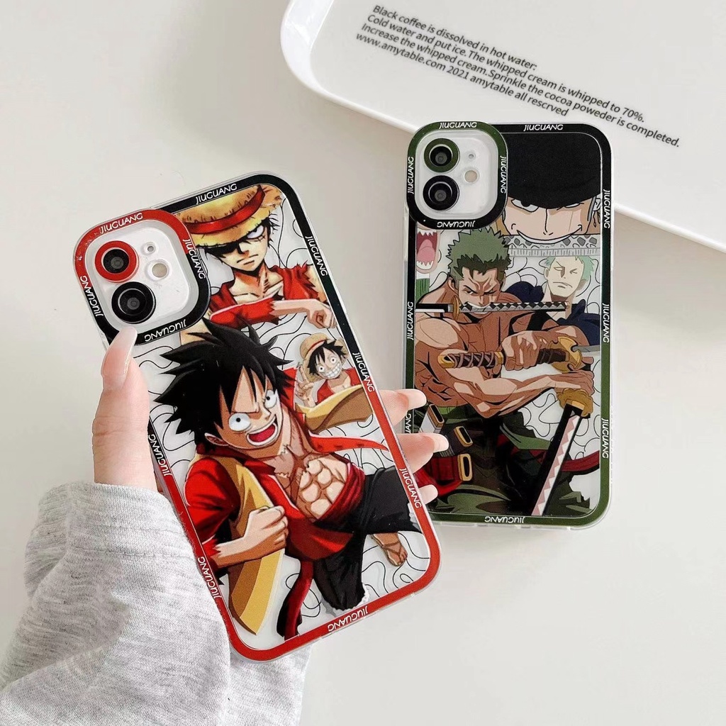 TPU Capa Transparente À Prova De Choque Para iPhone 14 13 12 11 Pro Max X Xs Xr 6 6s 7 8 Plus SE 2020 2022 De Proteção Total Em Silicone Luffy Zoro One Piece