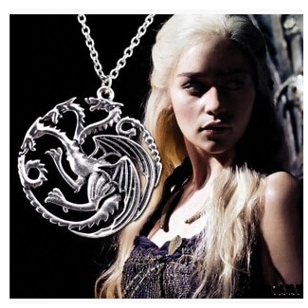 Colar Dragão de 3 cabeças Daenerys Games Of Thrones (dupla face) cordão ou corrente em Oferta na Shopee