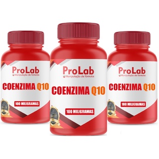 Coenzima Q10 100 mg Ubiquinona (3 Frascos) Com 60 Cápsulas Cada.