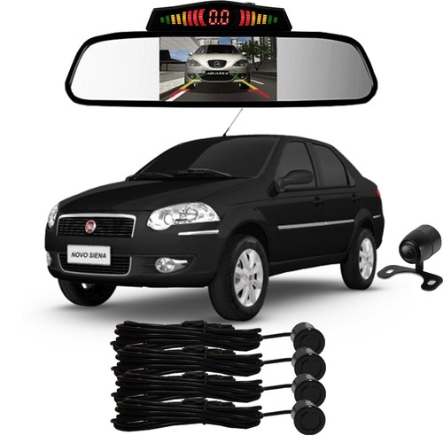 Sensor De Ré + Espelho Camera Ré Fiat Siena Preto em Oferta na Shopee
