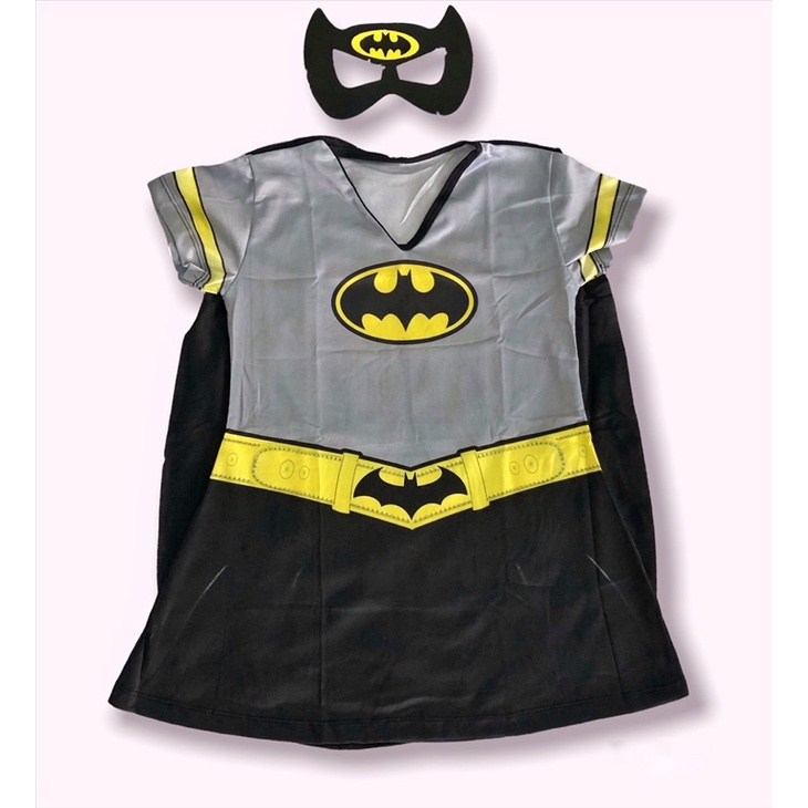Fantasia Temática Batgirl Batman Infantil Feminina Princesa Barato Menina Promoção Máscara