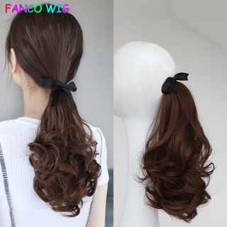 J83 Peruca Curto Enrolado Extensão De Cabelo Humano Rabo De Cavalo Para Senhoras Meninas Natural Conveniente