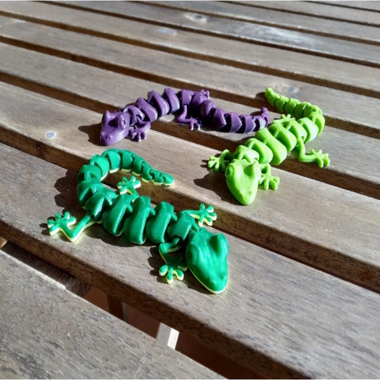 kit com 10 Brinquedos articulados Lagartixa de plastico impressão 3D brinquedo
