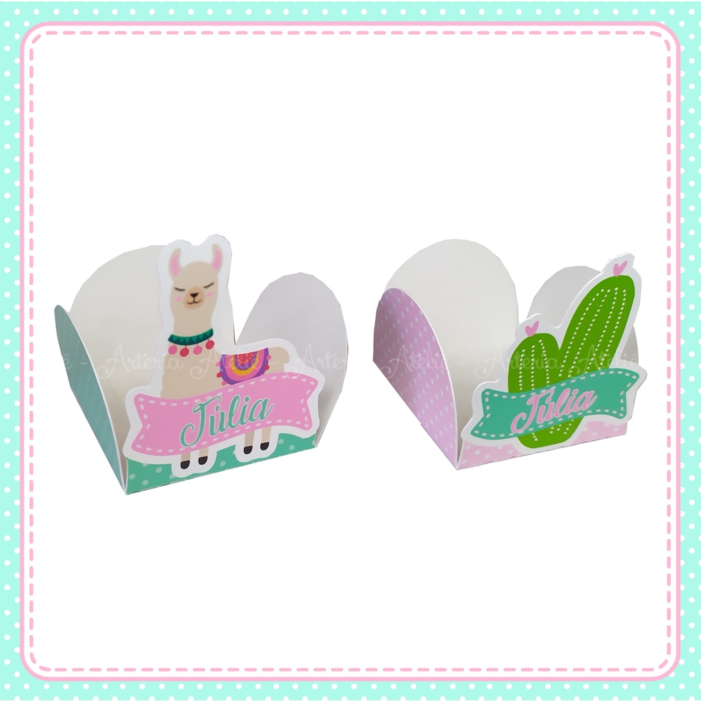 50 Forminha caixeta doces caixa tag decoração lembrancinha Personalizados Aniversário festa Lhama cacto Cactos candy
