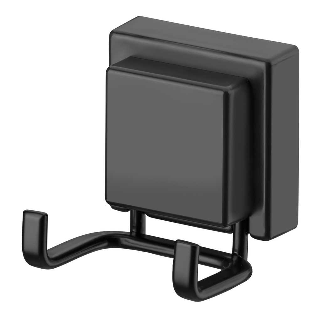 Gancho De Parede Duplo Multiuso Porta Toalha De Banho Rosto Banheiro Preto Fosco Fixação Ventosa Sem Furo em Oferta na Shopee
