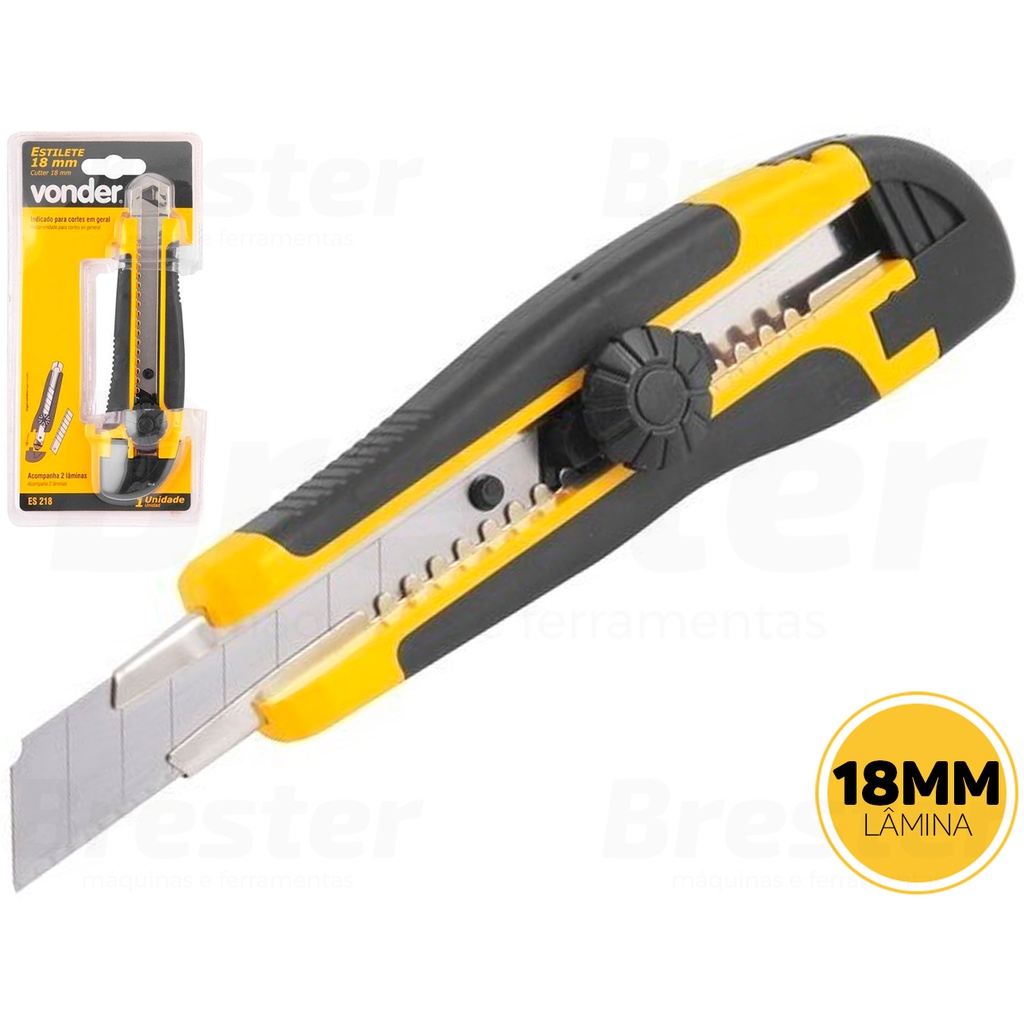 Estilete Profissional 18mm Es218 Emborrachado Vonder em Oferta na Shopee