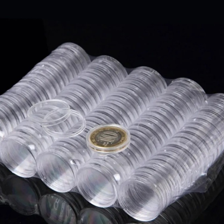 Capsulas de Acrílico Kit Com 100 Unidades 27  Mm Coin Holder Para Moeda