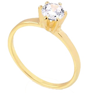 Anel Solitário Feminino Dourado Aço Inoxidável  Aço 3mm em Oferta na Shopee