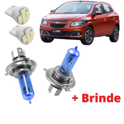 Kit Lampada Farol Super Branca Onix Prisma 2012 2013 2014 2015 2016 2017 2018 COM BRINDE