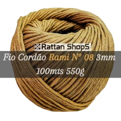 Rolo Barbante De Rami Fio Encerado 550g N.08 3mm Sisal Cordão Artesanato Aproximadamente 100 metros