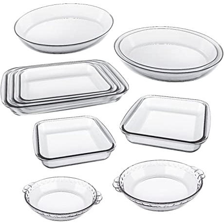 Conjunto Jogo 5 Assadeiras ou Travessas Marinex- Tamanhos Variados Vidro Temperado.