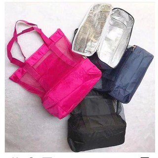 Bolsa De Praia De Rede Com Bolsa Térmica Embutido Com Zíper/Bolsa Praia Térmica Piquenique Piscina Campo