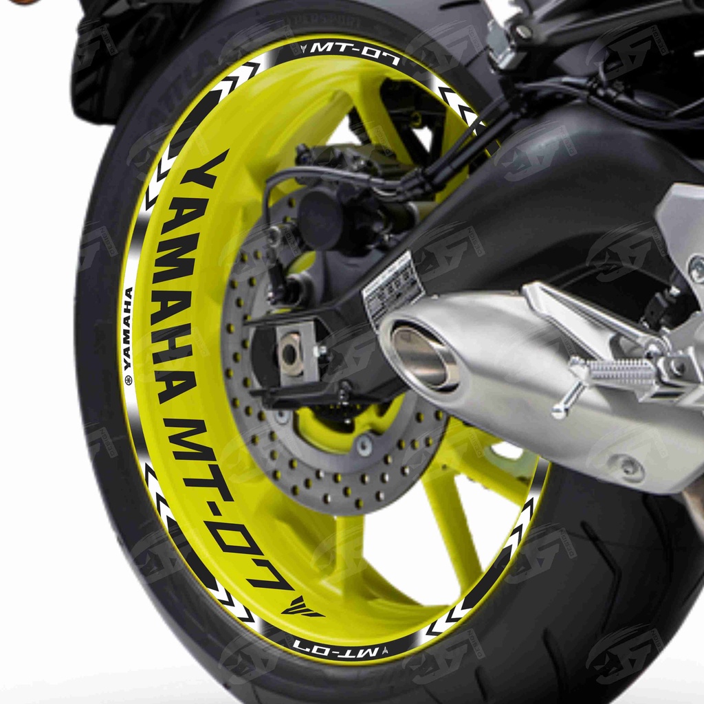 Adesivo Friso Refletivo Roda Moto Yamaha MT-07 MT 07 + Adesivos Internos M01 roda amarela