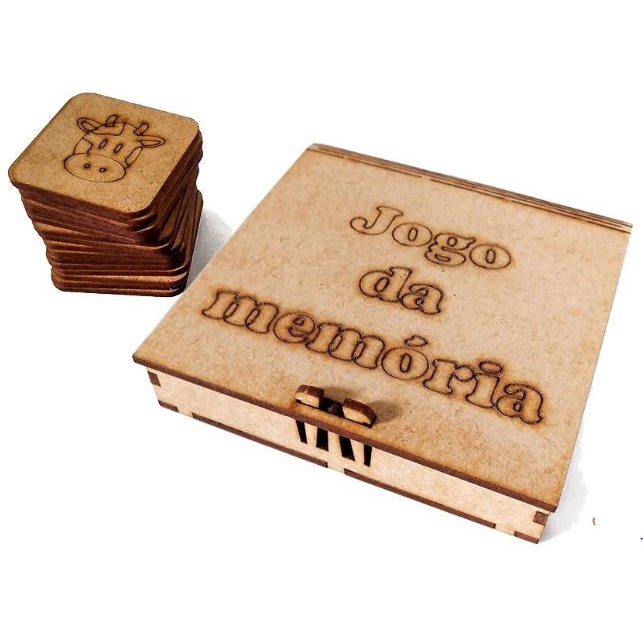 Jogo da memória + Caixa em MDF Cru Brinquedo Educativo Temáticos