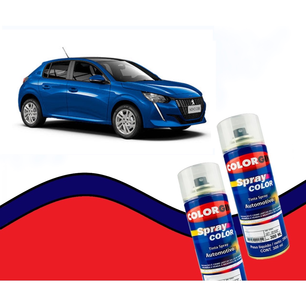 Kit Tinta Automotiva Spray reparos de pintura  Azul Quasar Peugeot 300ml + Verniz