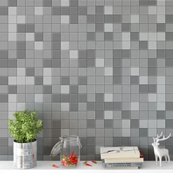 Papel De Parede Azulejo Pastilhas Em Tons De Cinza