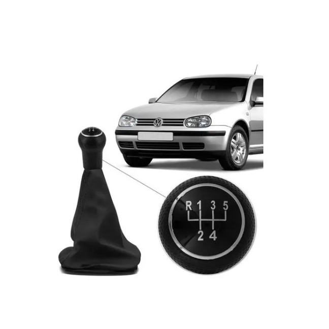 Kit Coifa Câmbio Com Manopla Golf Audi A3 97 A 07 Preto Cromado Ré para Frente