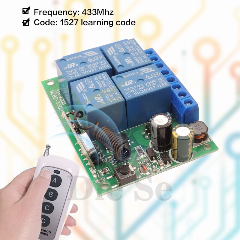Chave Interruptora Liga Desliga Controle Remoto 4 canais AC 110-220V 50m ou mais p/ Lâmpadas Tomadas Eletrodomésticos Eletrônicos