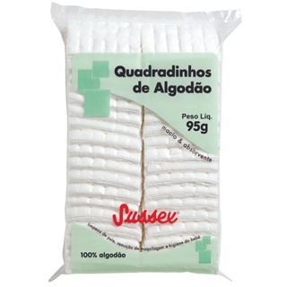 Algodão Quadrado Hidrófilo 95g Cuidados e Higienização Sussex em Oferta na Shopee